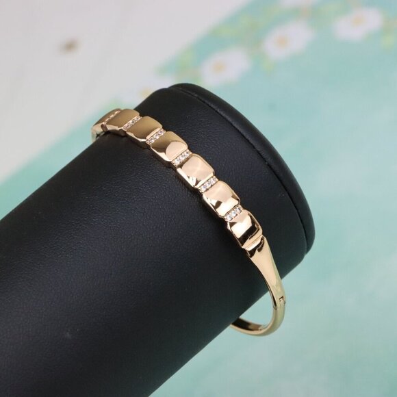 Elegant Rose Gold Bangle with Geometric Link Detailing, XPBL0583 - Picture 7 of 12